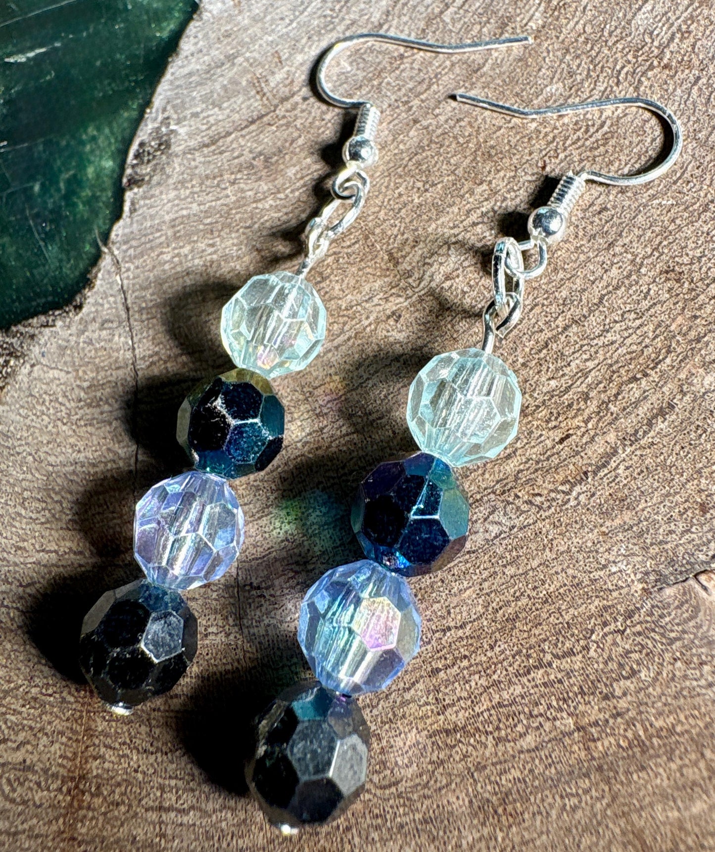 Blue Ombre Beaded Crystal Dangle Earrings | Colorful Earrings Consecrated Jewelry Co.