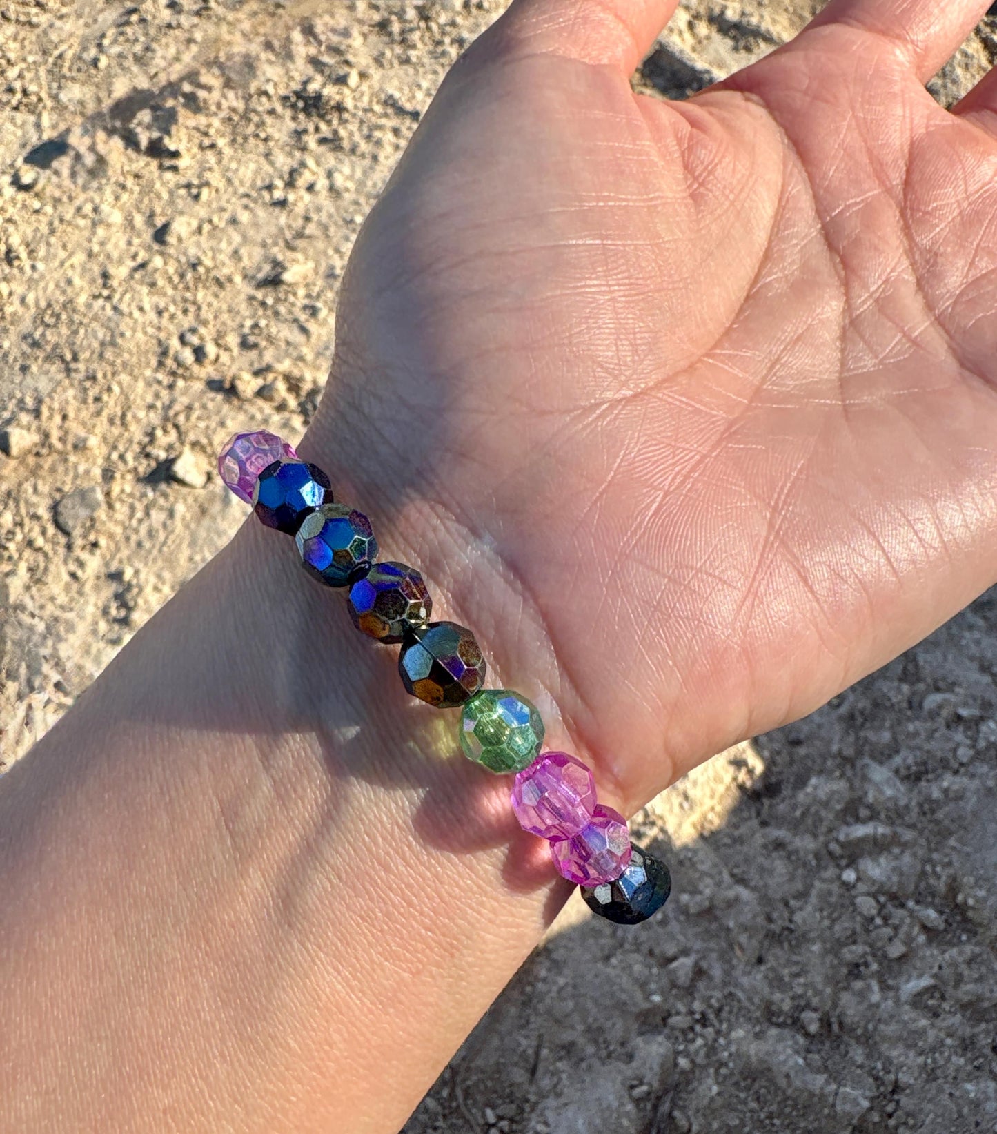 Colorful Beaded Crystal Bracelet | Pink Blue Green Adjustable Bracelets Consecrated Jewelry Co.