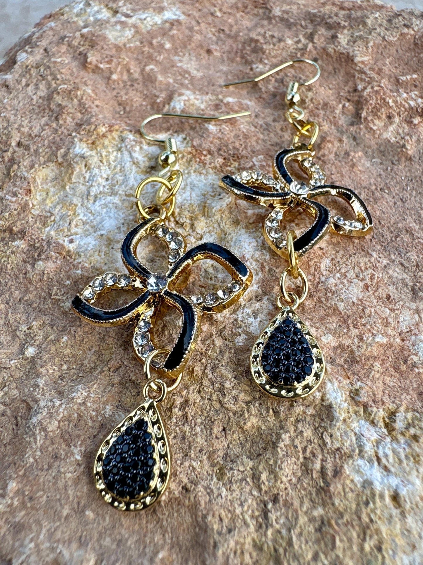 Handmade Glitter Resin Teardrop Earrings | Purple Pink Blue Flower Earrings Consecrated Jewelry Co.