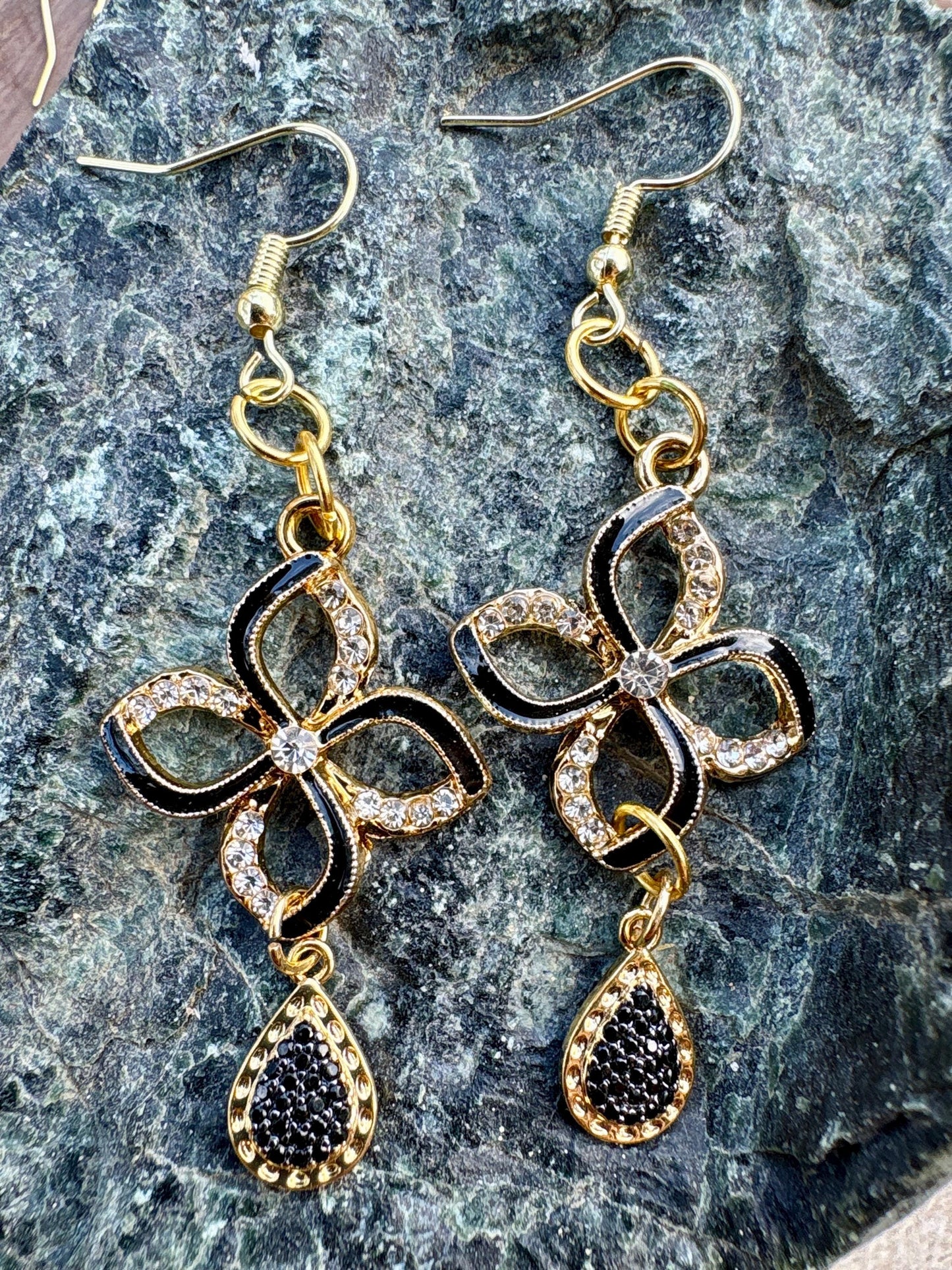 Handmade Glitter Resin Teardrop Earrings | Purple Pink Blue Flower Earrings Consecrated Jewelry Co.