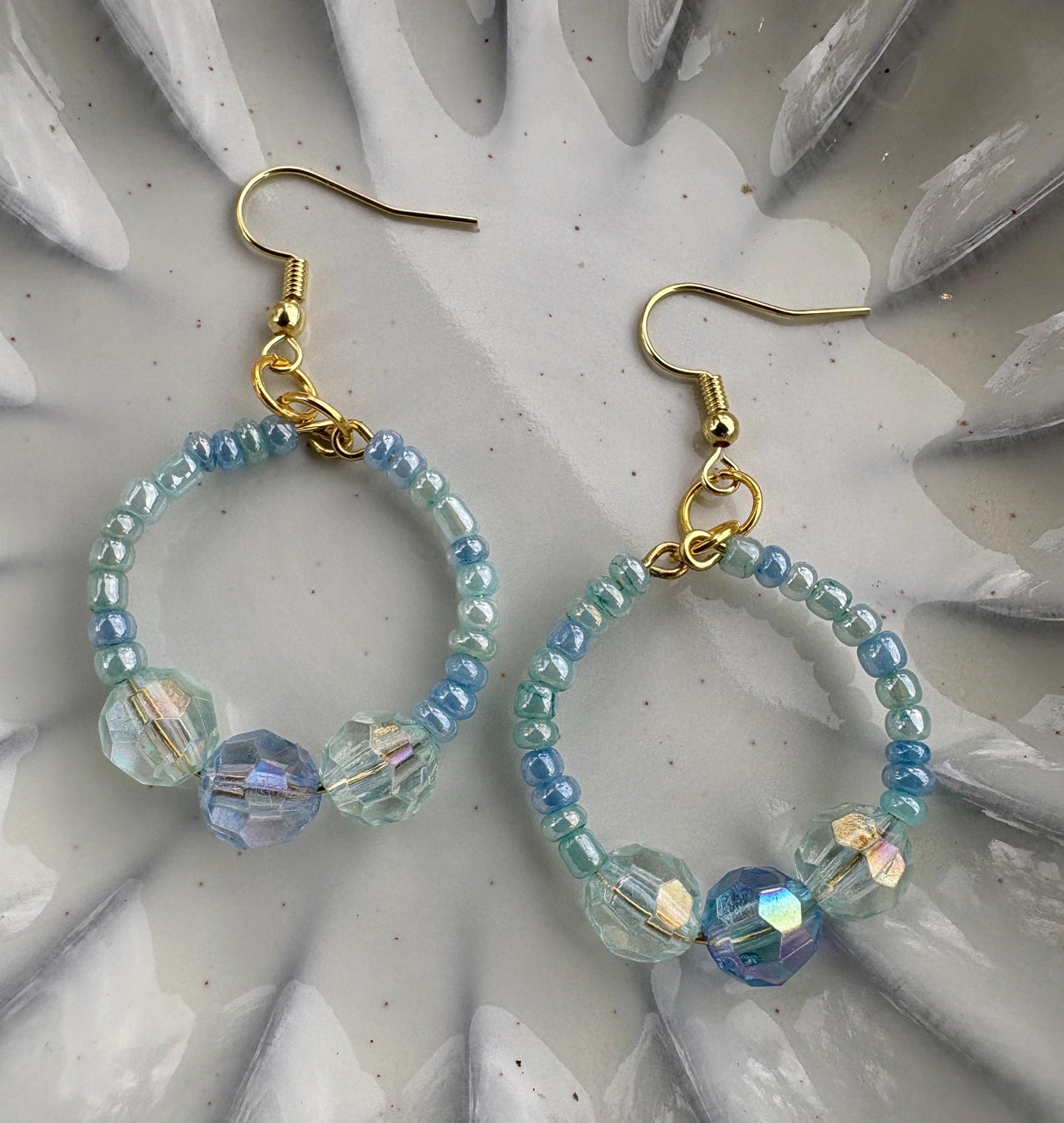 Blue Hoop Earrings | Small & Big Beaded Crystal Dangles Earrings Consecrated Jewelry Co.