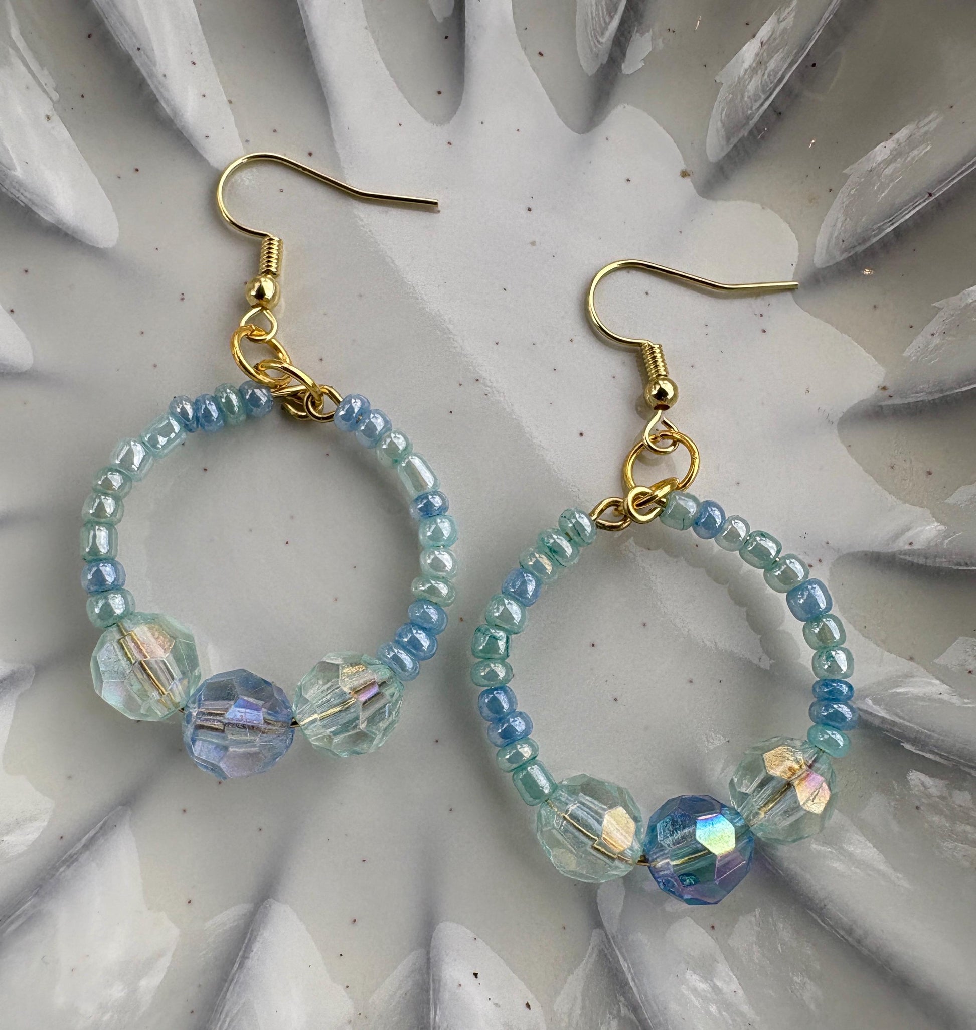 Blue Hoop Earrings | Small & Big Beaded Crystal Dangles Earrings Consecrated Jewelry Co.