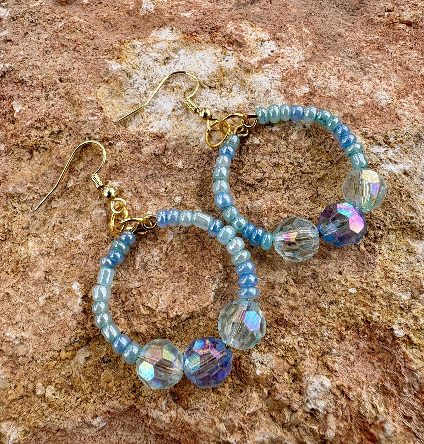 Blue Hoop Earrings | Small & Big Beaded Crystal Dangles Earrings Consecrated Jewelry Co.