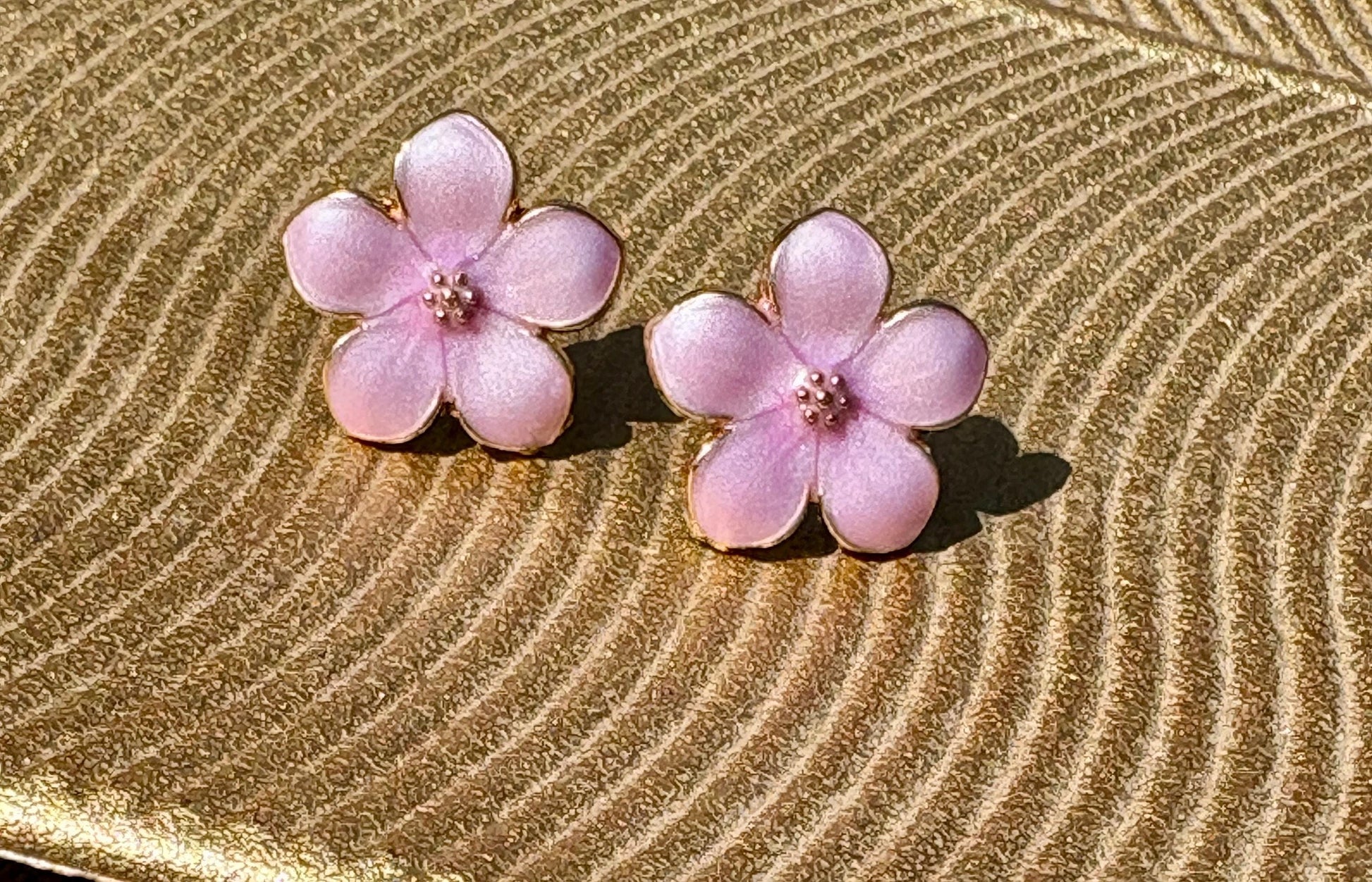 Pink Enamel Gold Flower Stud Earrings | Consecrated Jewelry Co. Earrings Consecrated Jewelry Co.