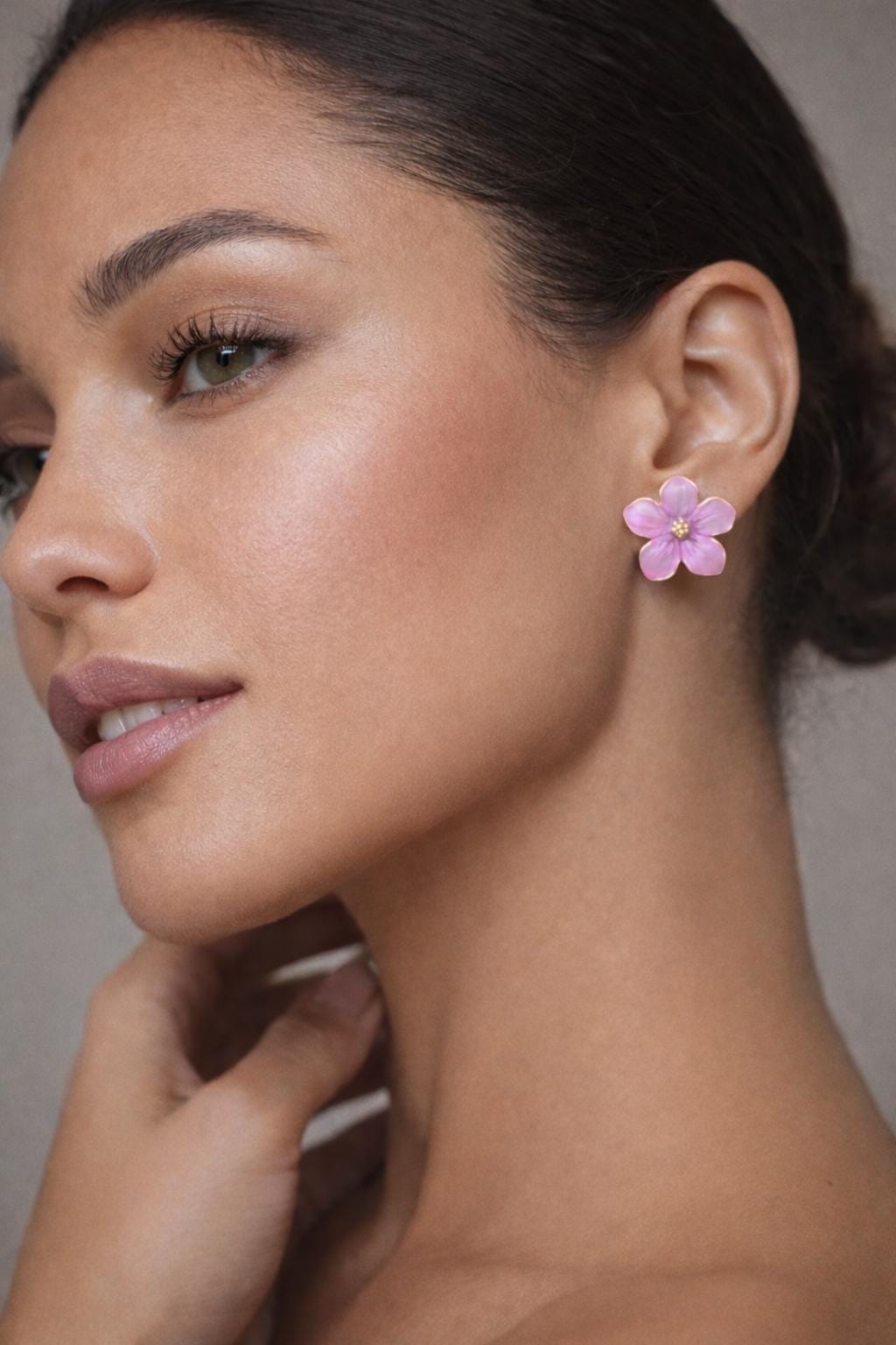 Pink Enamel Gold Flower Stud Earrings | Consecrated Jewelry Co. Earrings Consecrated Jewelry Co.