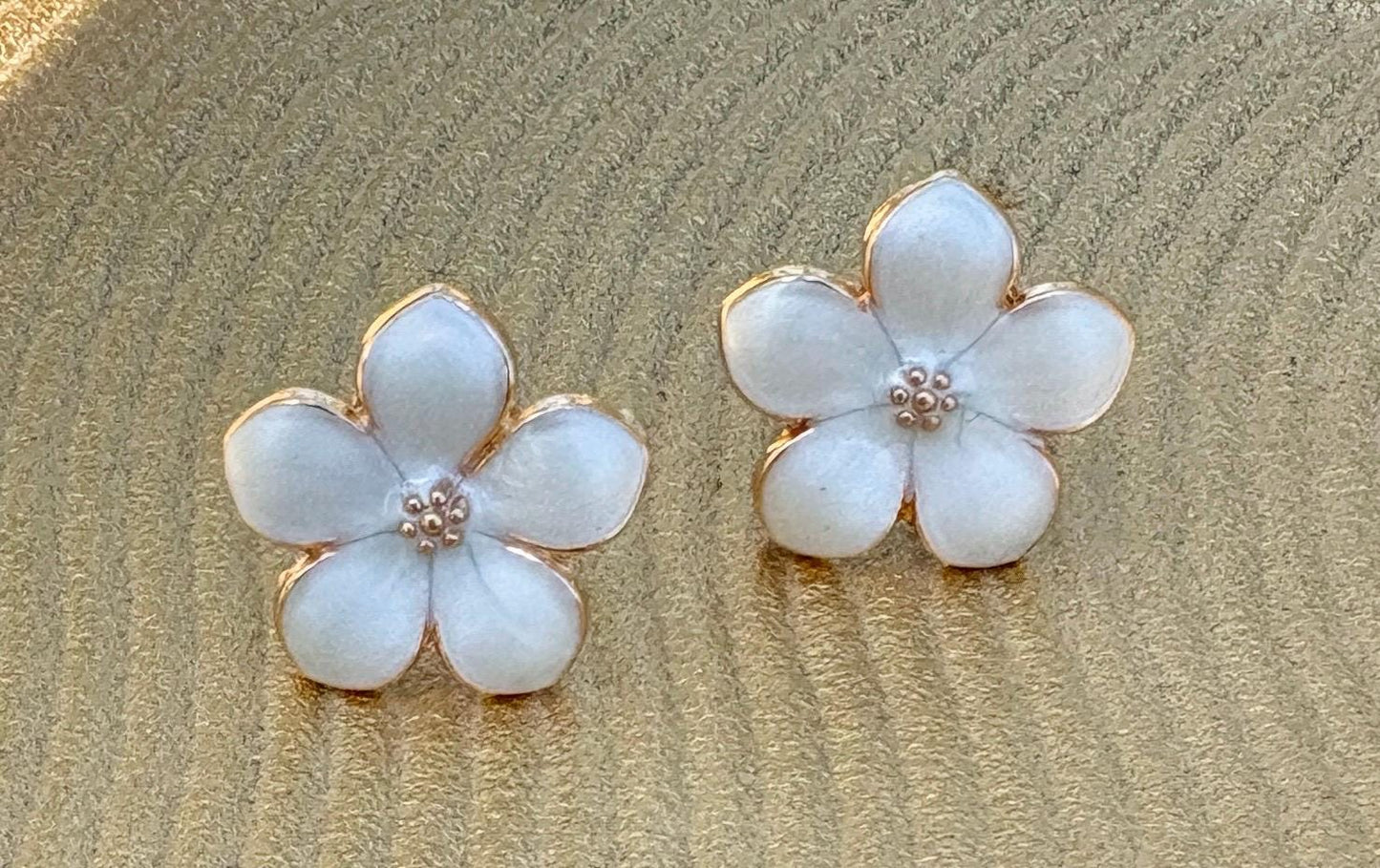 White Enamel Gold Flower Stud Earrings | Consecrated Jewelry Co. Earrings Consecrated Jewelry Co.