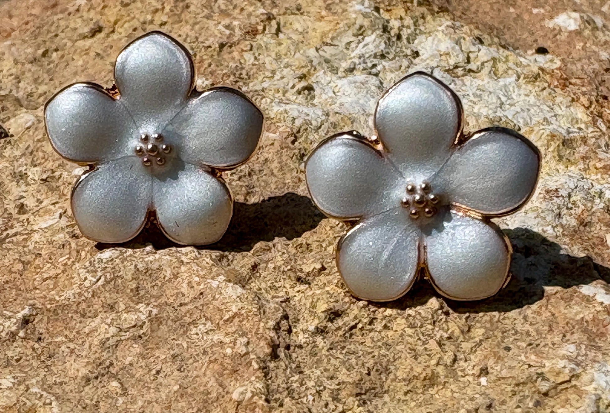 White Enamel Gold Flower Stud Earrings | Consecrated Jewelry Co. Earrings Consecrated Jewelry Co.