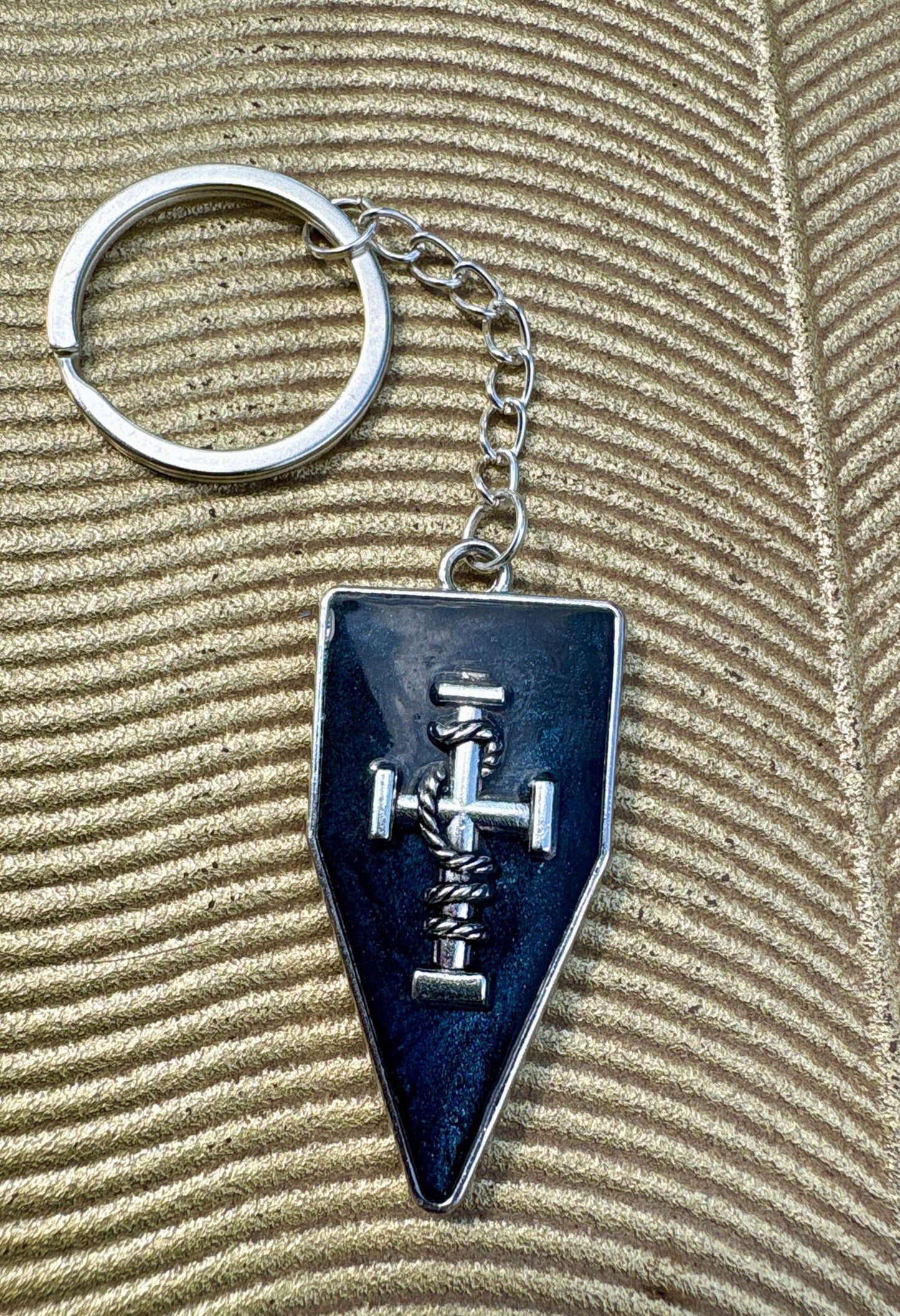 Handmade Blue Resin Cross Keychain, Silver Tone Bag Chain, Faith Inspired Christian Jewelry, Boho Rustic Purse Accessory Gift