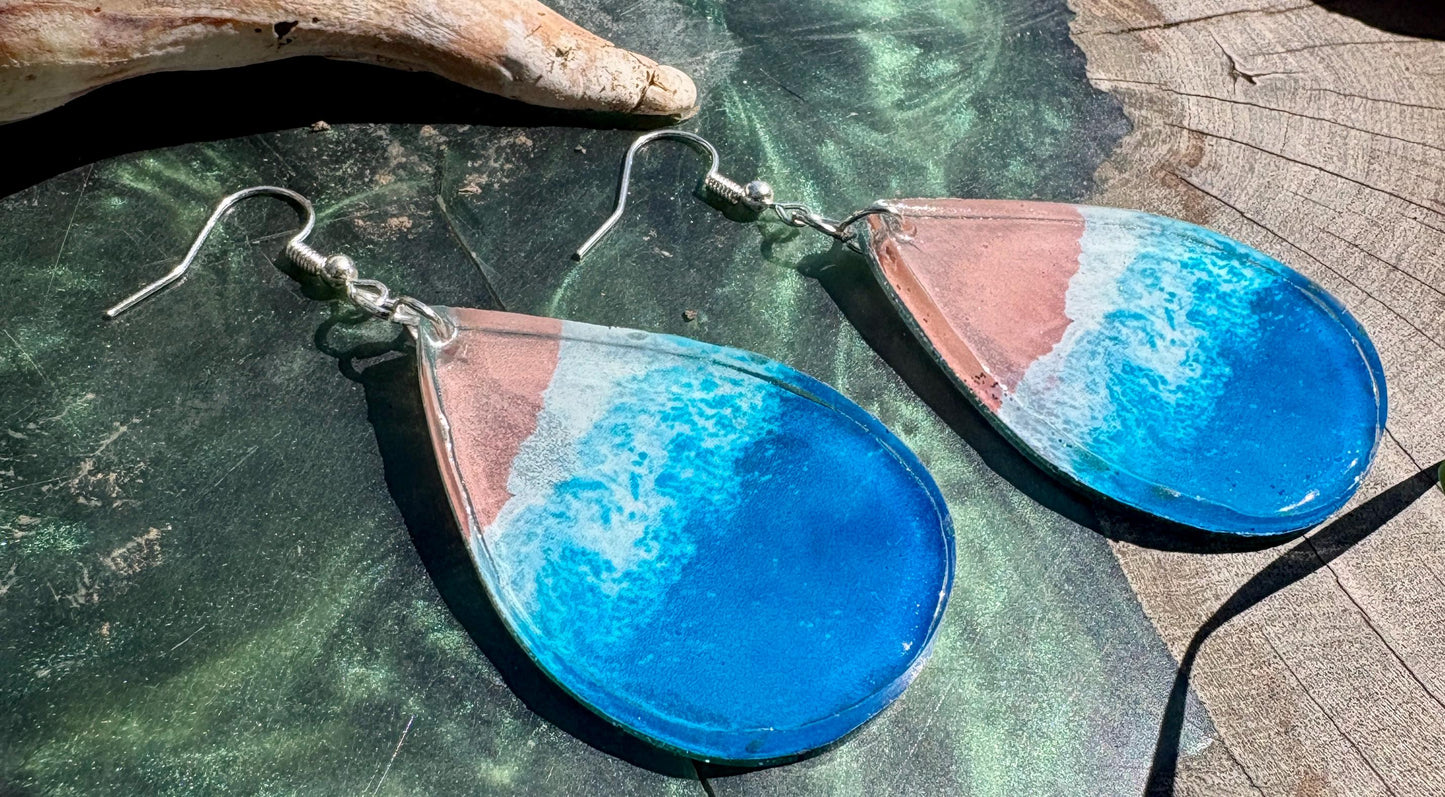 Resin Teardrop Earrings, Vacation and Summer Jewelry, Beach and Tropical Accessory