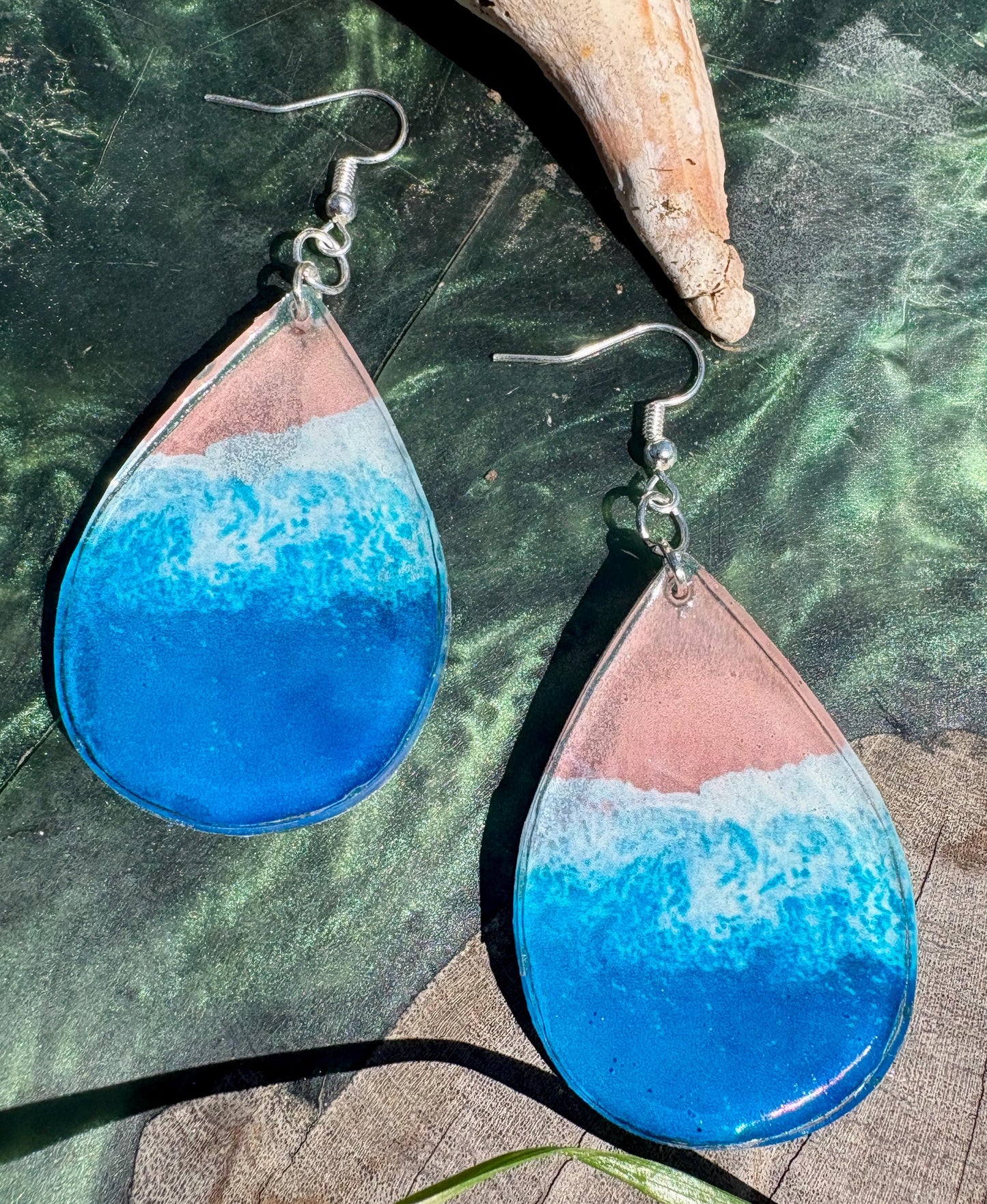 Resin Teardrop Earrings, Vacation and Summer Jewelry, Beach and Tropical Accessory