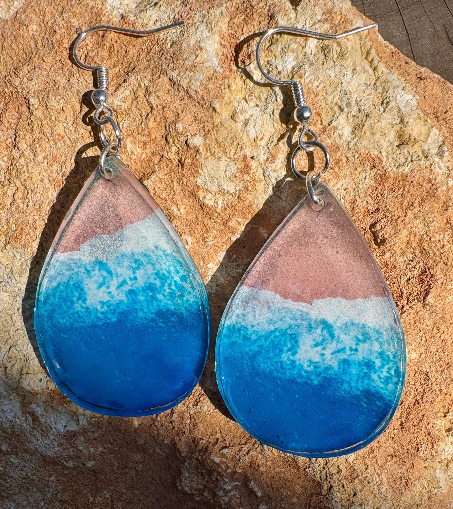 Resin Teardrop Earrings, Vacation and Summer Jewelry, Beach and Tropical Accessory