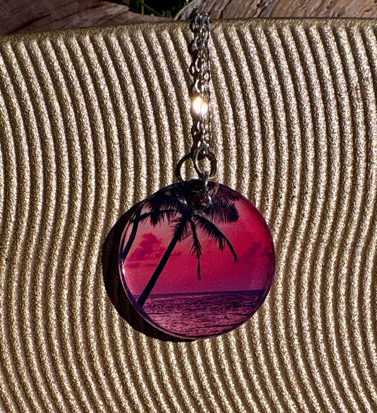 Palm Tree Resin Pendant Necklace, Vacation and Summer Jewelry, Beach and Tropical Accessory