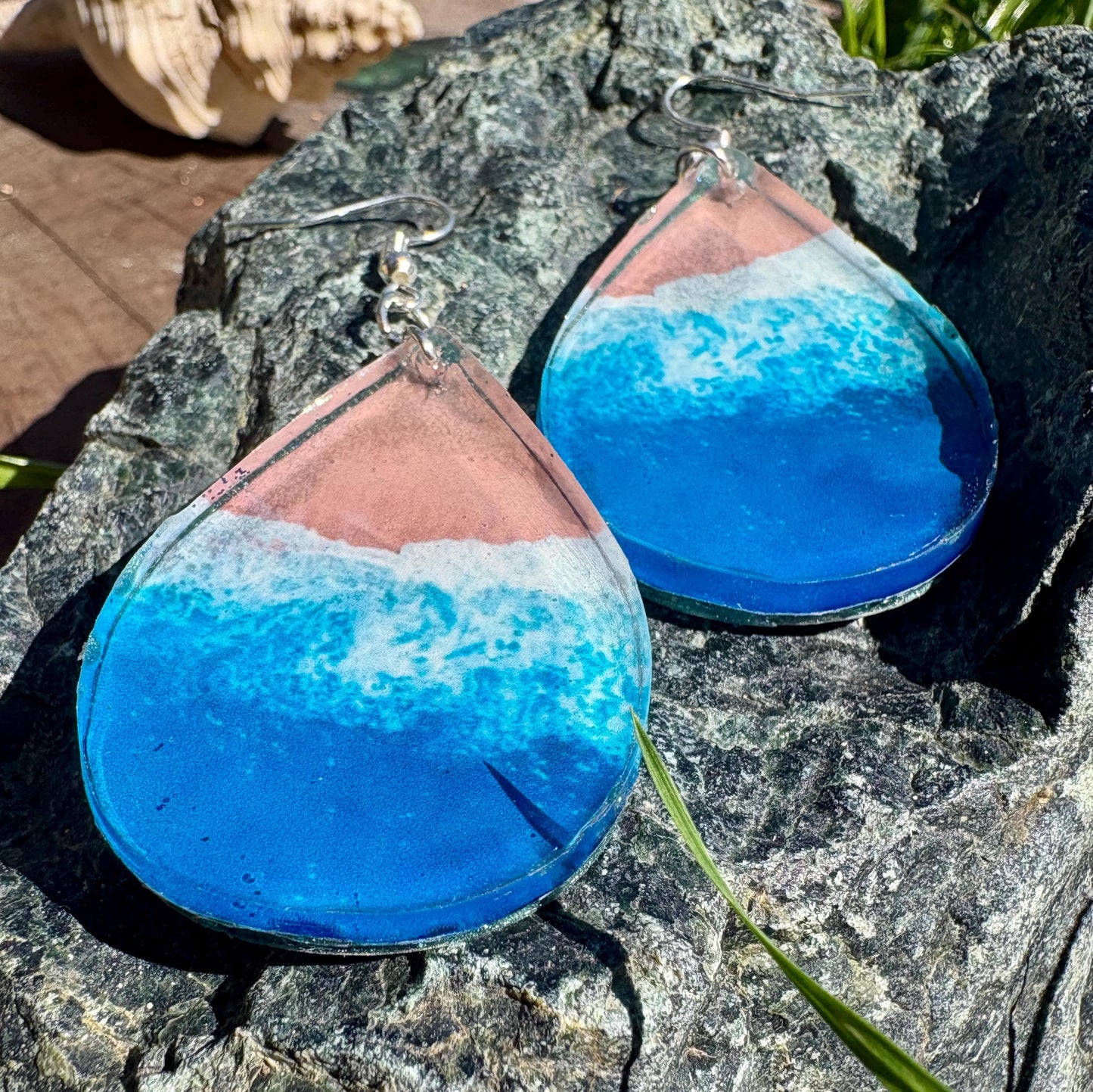 Resin Teardrop Earrings, Vacation and Summer Jewelry, Beach and Tropical Accessory