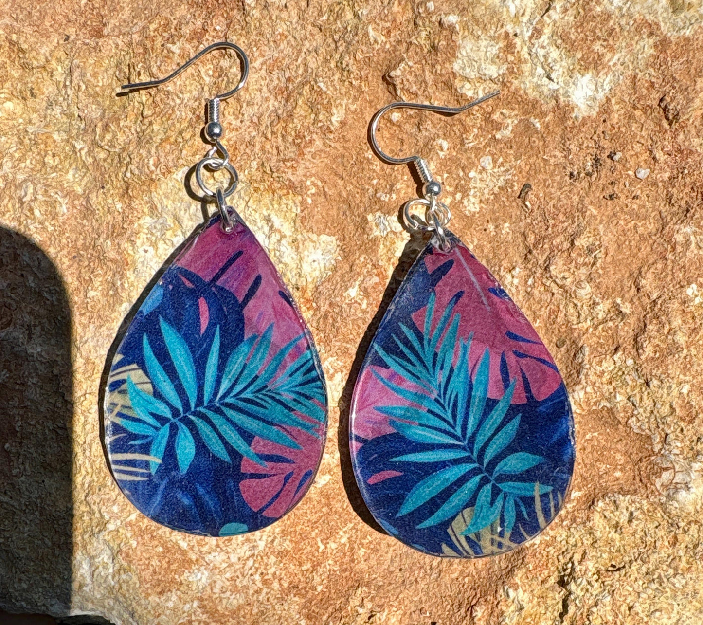 Resin Teardrop Dangle Earrings, Vacation and Summer Jewelry, Beach and Tropical Accessory