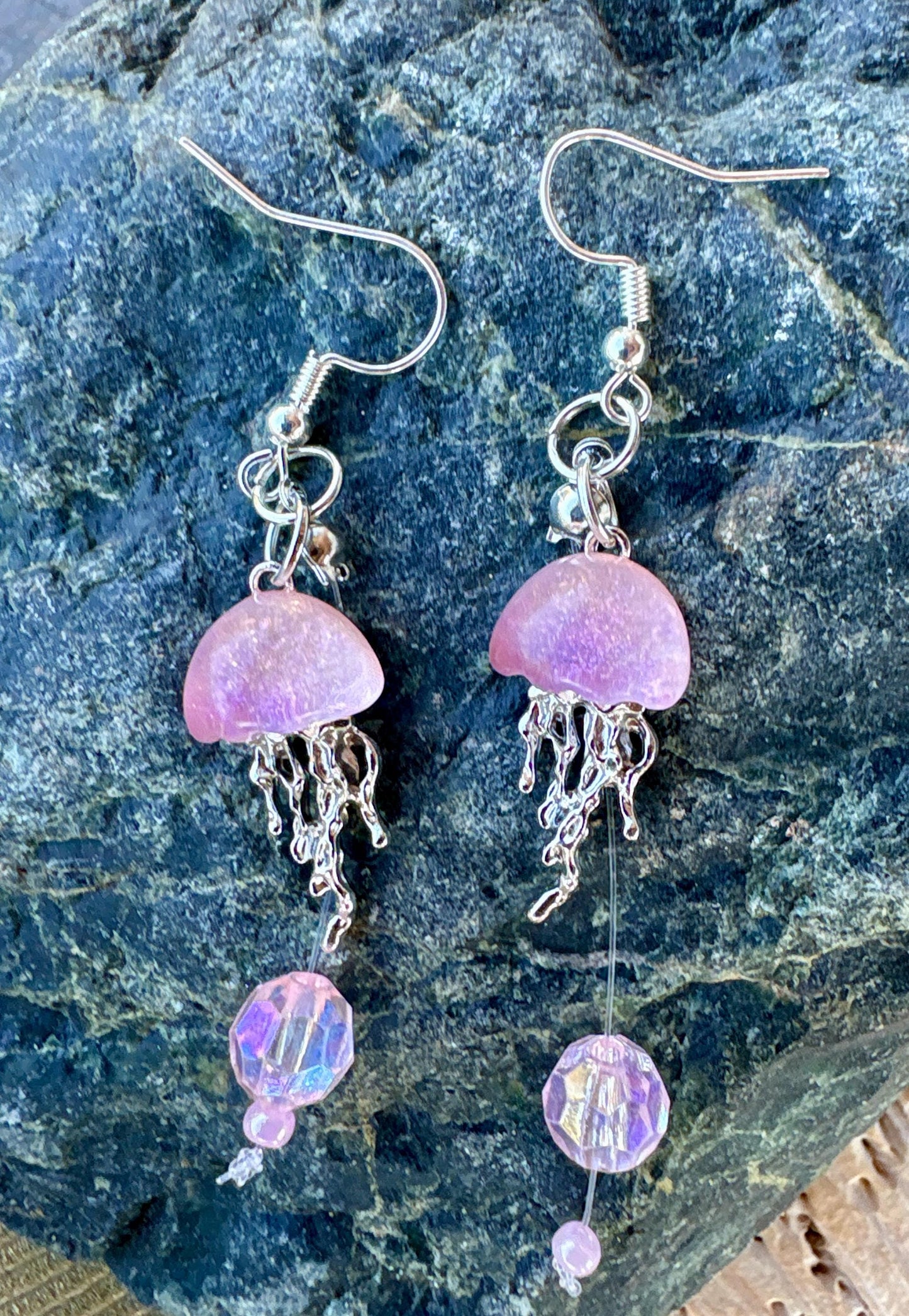 Handmade Jellyfish Earrings | Blue Pink Ocean Sparkle Jewelry