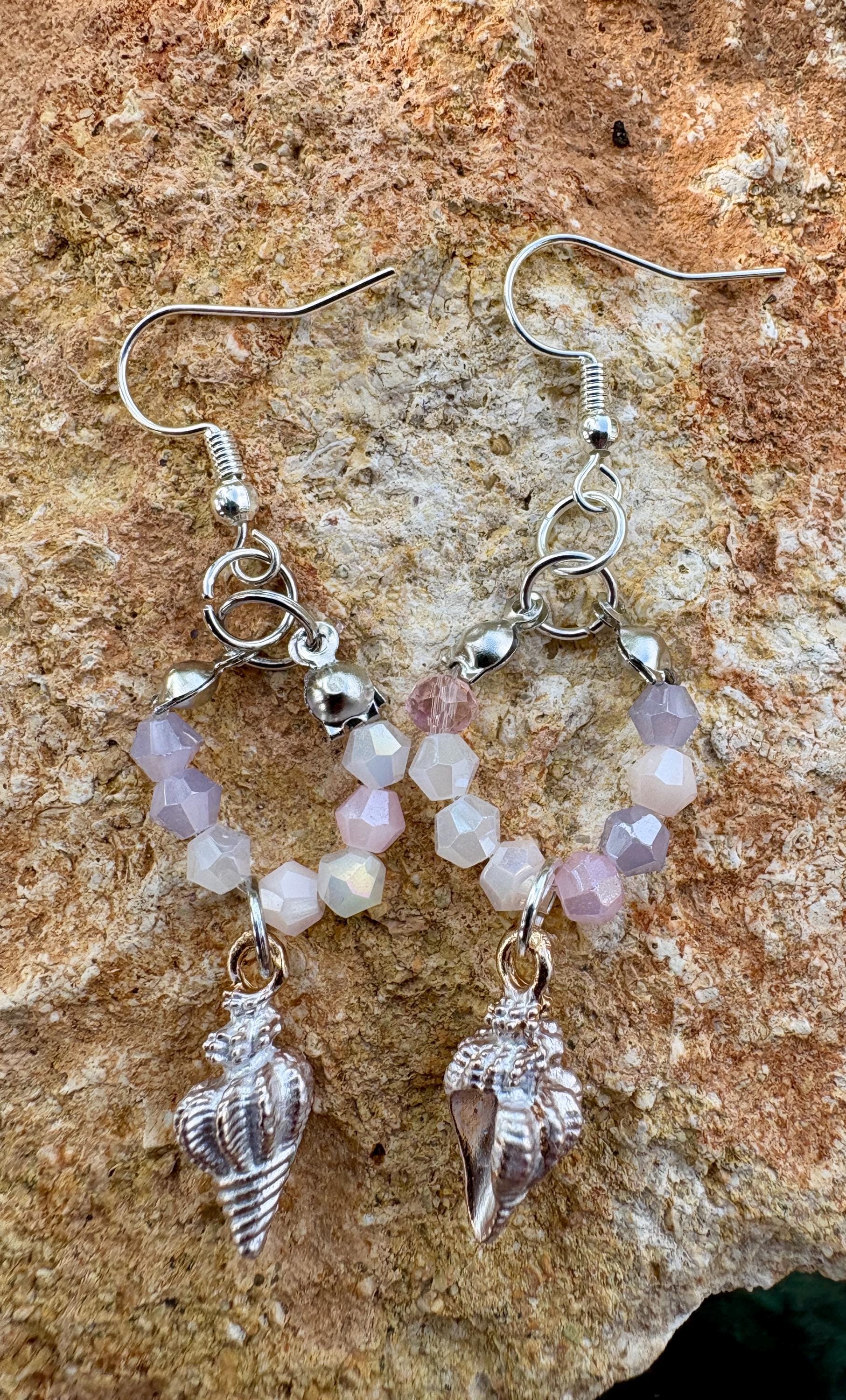Pink Seashell Earrings, Coastal Beaded Dangle Earrings, Beach Jewelry, Ocean Inspired Earrings, Summer Vacation Gift for Women Consecrated Jewelry Co.