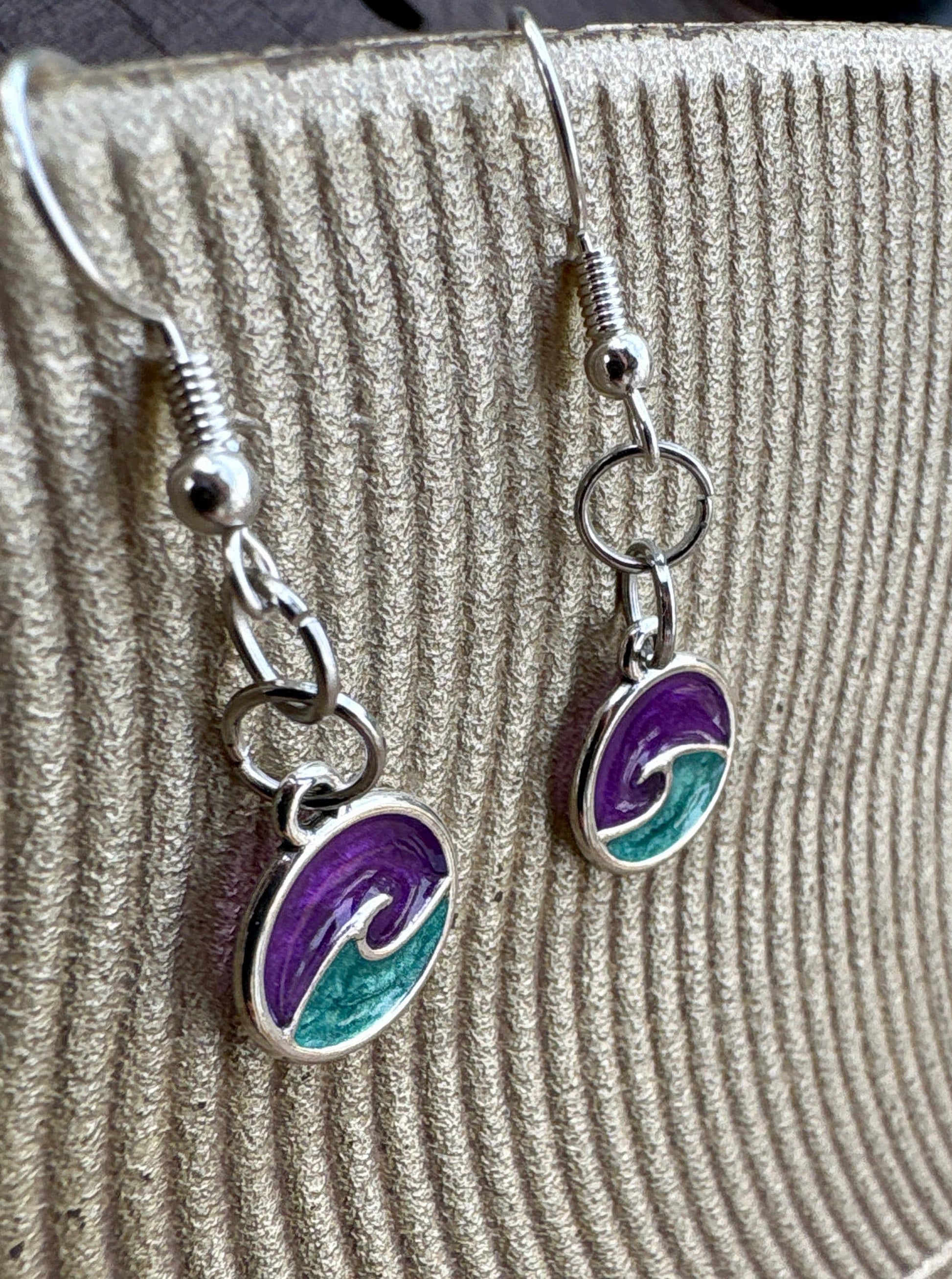 Handmade Ocean inspired, Wave dangle earrings, Turquoise and Purple, Sea Inspired, Beach Lover Gift, Summer Jewelry Consecrated Jewelry Co.