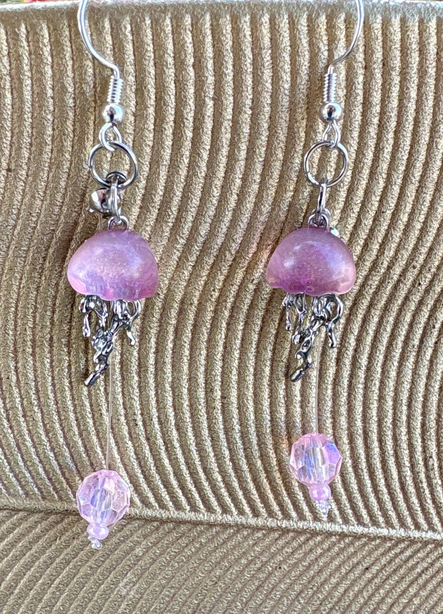 Handmade Jellyfish Earrings | Blue Pink Ocean Sparkle Jewelry