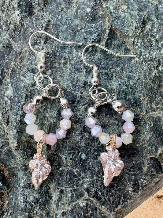 Pink Seashell Earrings, Coastal Beaded Dangle Earrings, Beach Jewelry, Ocean Inspired Earrings, Summer Vacation Gift for Women Consecrated Jewelry Co.