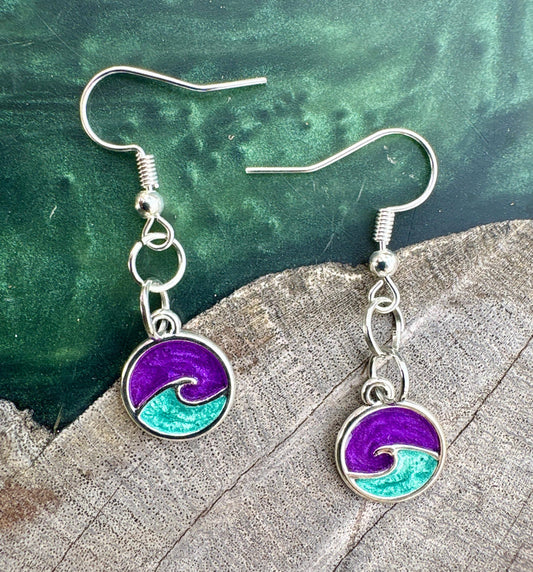 Handmade Ocean inspired, Wave dangle earrings, Turquoise and Purple, Sea Inspired, Beach Lover Gift, Summer Jewelry Consecrated Jewelry Co.