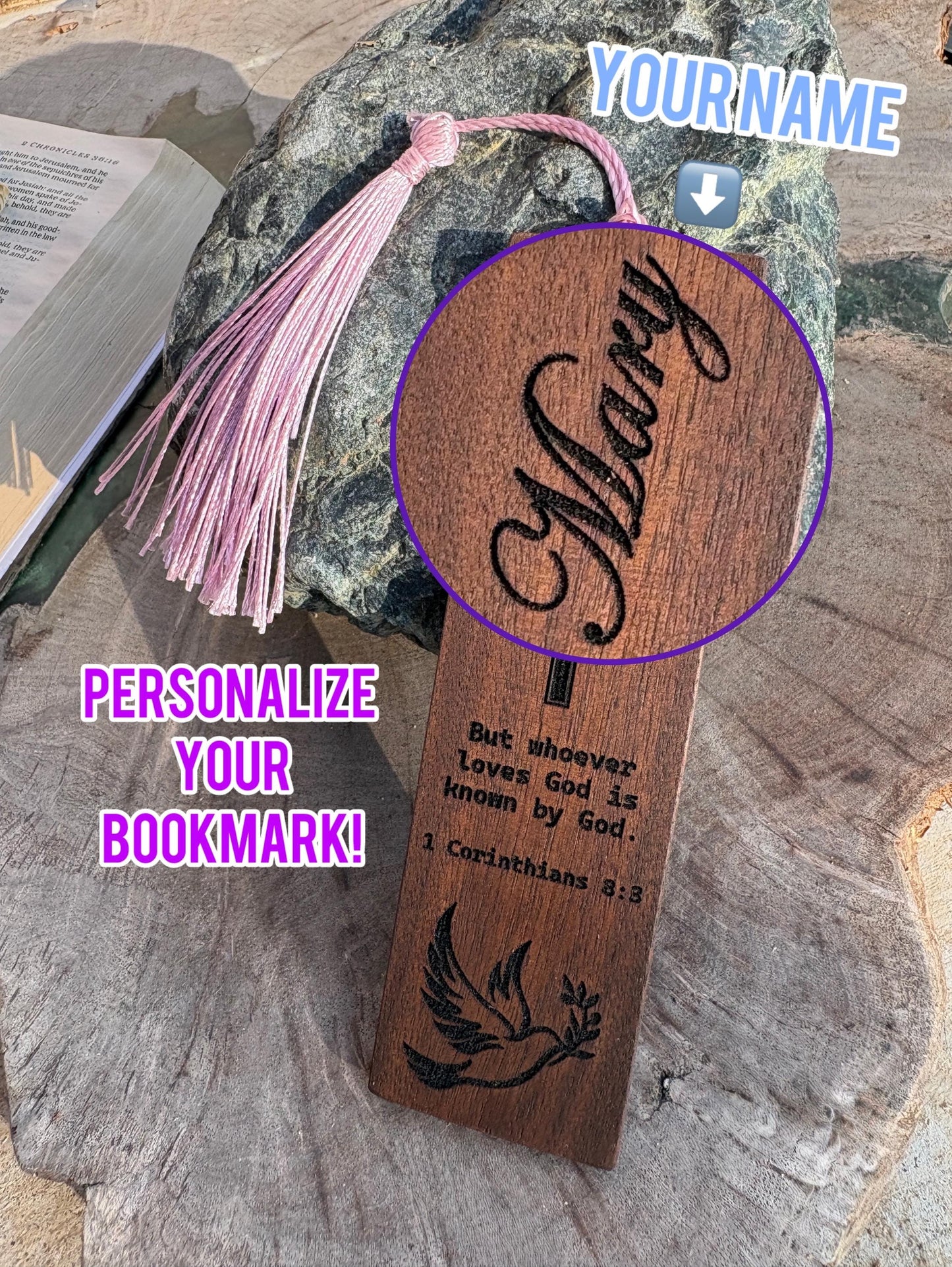 Personalized Christian Bookmark | Custom Engraved Wooden Bible Bookmark Bookmarks Consecrated Jewelry Co.