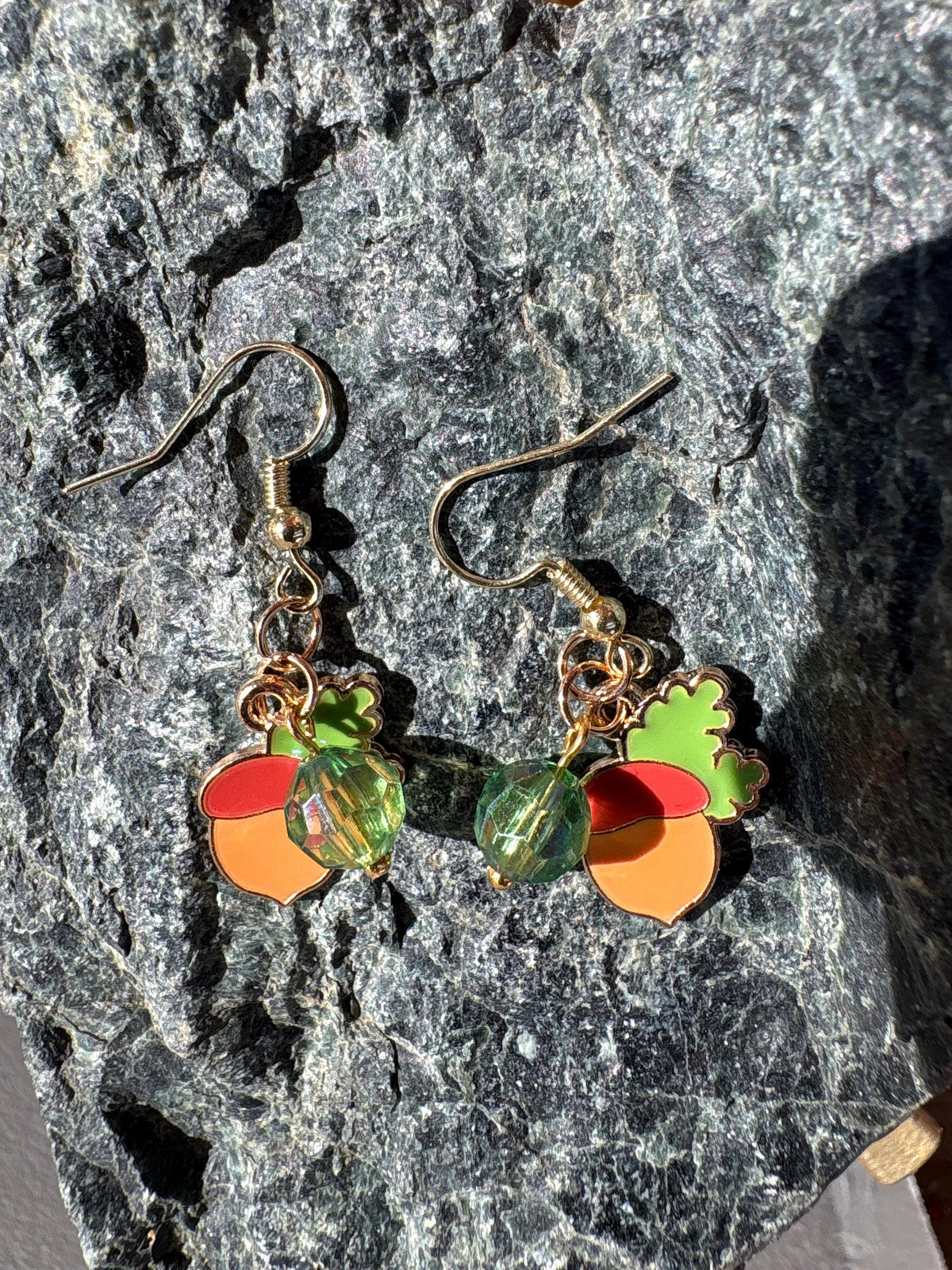Acorn Earrings, Fall Dangle Earrings, Handmade Wood Autumn Jewelry, Woodland Nature Gift for Her