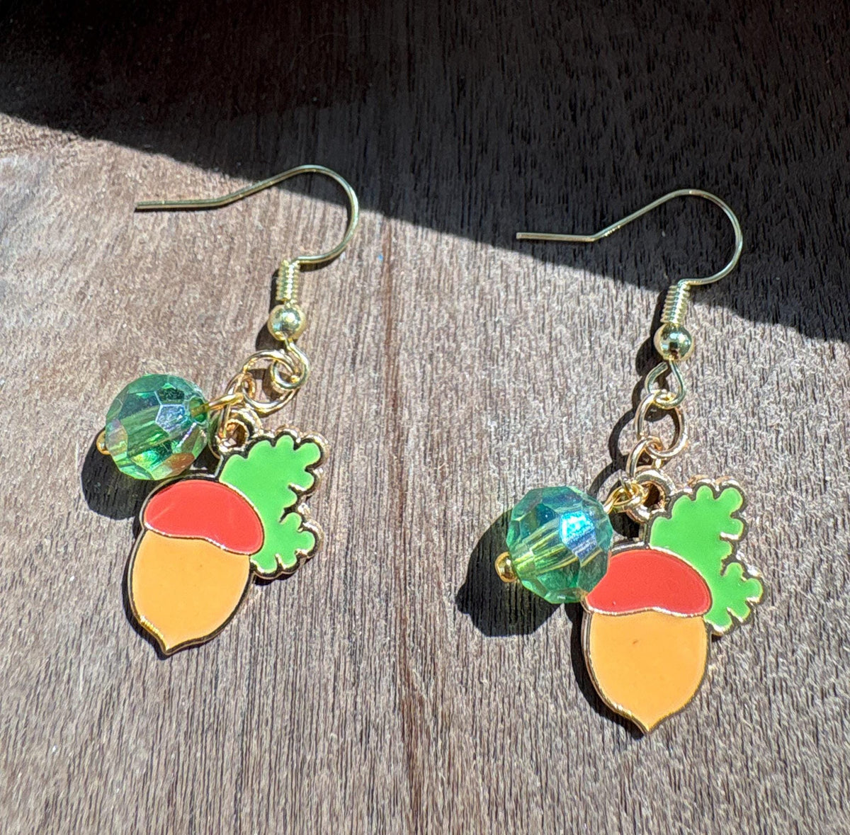 Acorn Earrings, Fall Dangle Earrings, Handmade Wood Autumn Jewelry, Woodland Nature Gift for Her