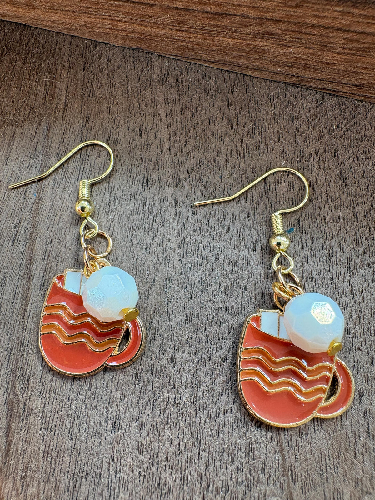 Orange Coffee Mug Earrings, Fall Coffee Dangle Earrings, Latte Cappuccino Jewelry, Cozy Autumn Earrings, Coffee Lover Gift