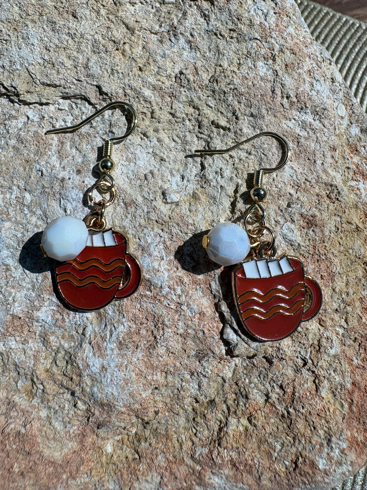 Orange Coffee Mug Earrings, Fall Coffee Dangle Earrings, Latte Cappuccino Jewelry, Cozy Autumn Earrings, Coffee Lover Gift