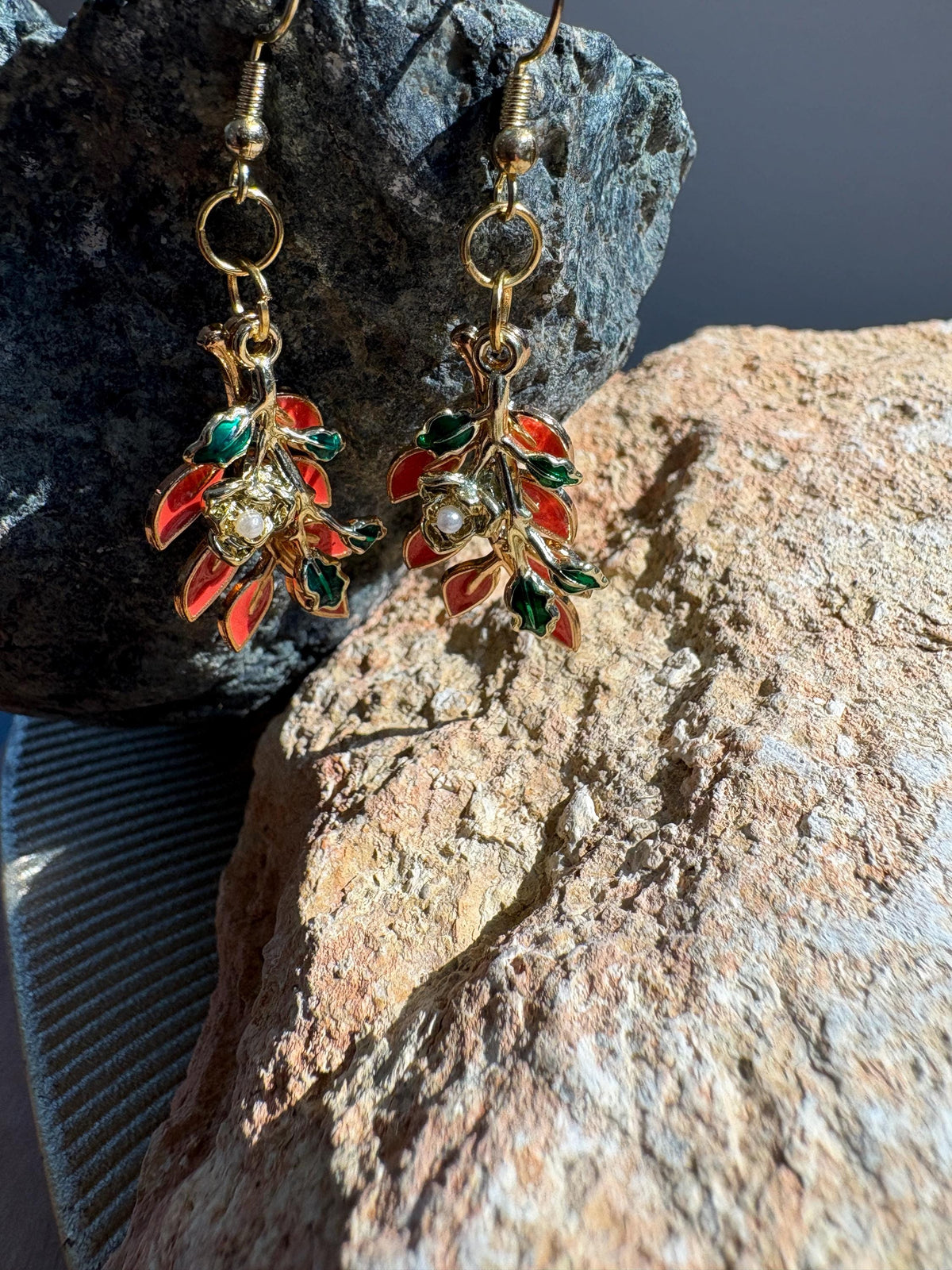 Leaf Earrings, Fall Dangle Earrings, Orange and Green Autumn Jewelry, Thanksgiving Earrings, Fall Gift for Her