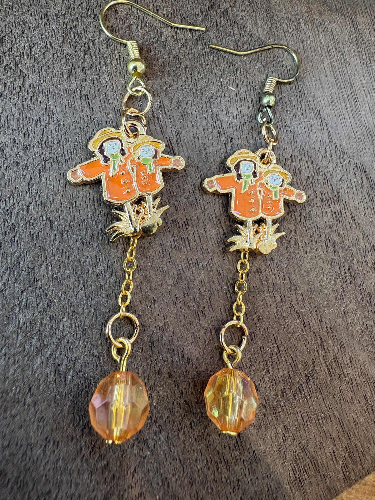 Scarecrow Earrings, Fall Dangle Earrings, Autumn Harvest Jewelry, Cute Thanksgiving Gift