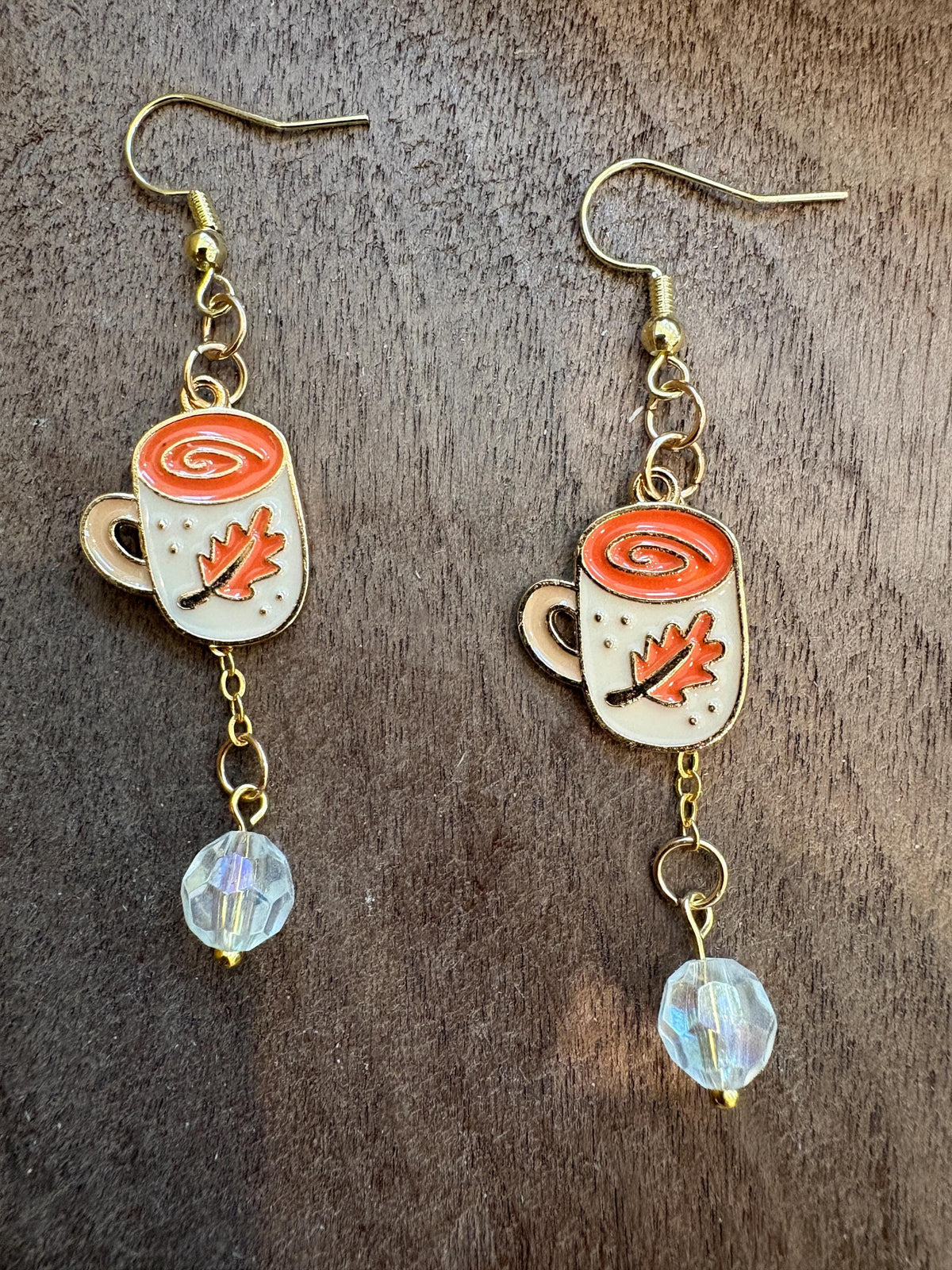 Orange Coffee Mug Earrings, Fall Coffee Dangle Earrings, Latte Cappuccino Jewelry, Cozy Autumn Earrings, Coffee Lover Gift