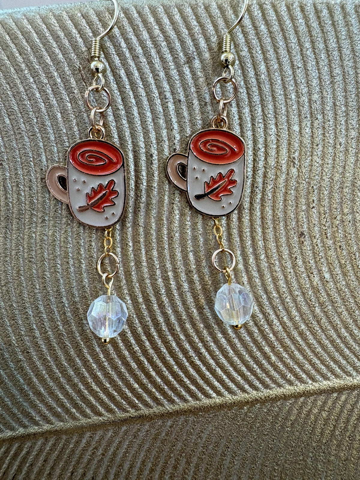 Orange Coffee Mug Earrings, Fall Coffee Dangle Earrings, Latte Cappuccino Jewelry, Cozy Autumn Earrings, Coffee Lover Gift
