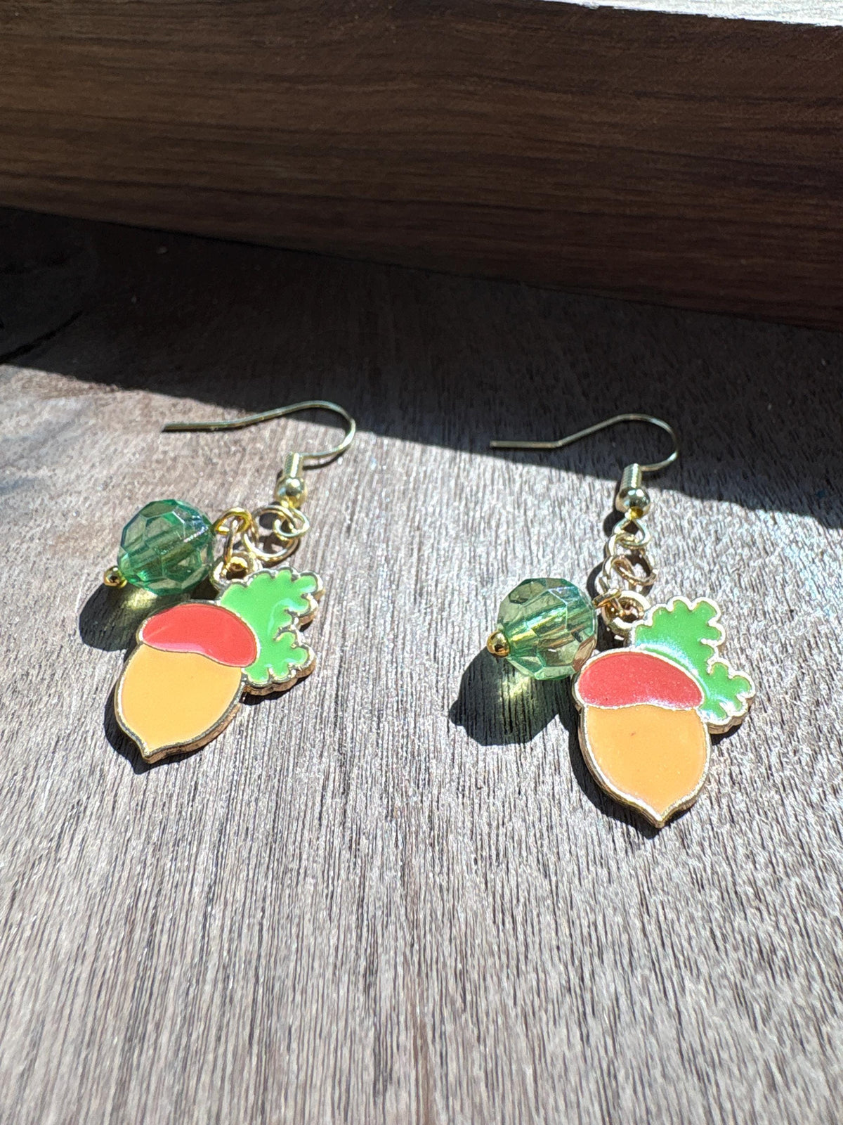 Acorn Earrings, Fall Dangle Earrings, Handmade Wood Autumn Jewelry, Woodland Nature Gift for Her