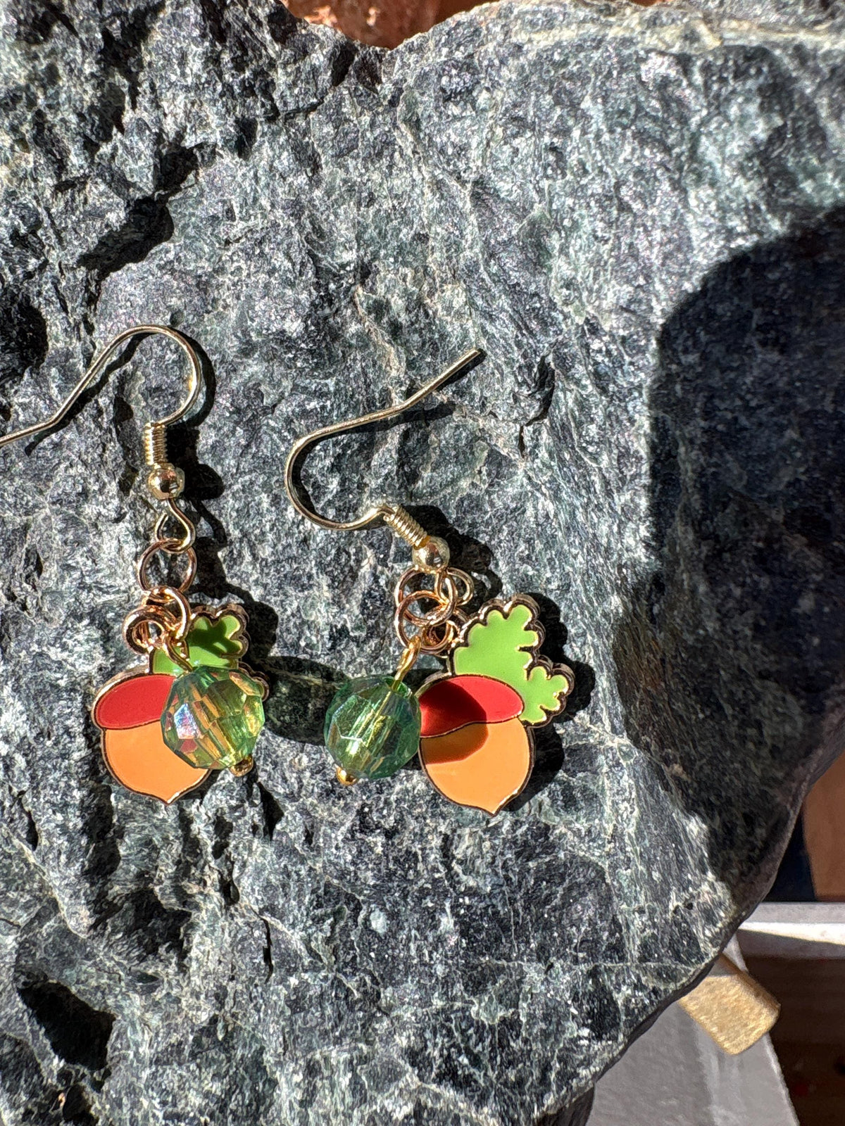Acorn Earrings, Fall Dangle Earrings, Handmade Wood Autumn Jewelry, Woodland Nature Gift for Her