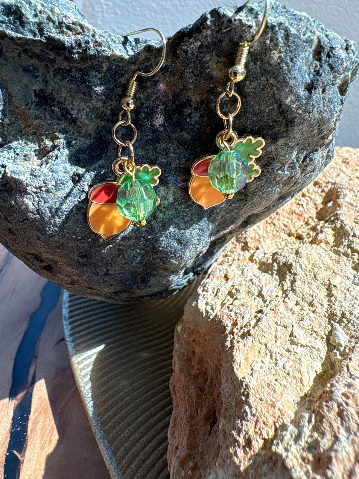 Acorn Earrings, Fall Dangle Earrings, Handmade Wood Autumn Jewelry, Woodland Nature Gift for Her