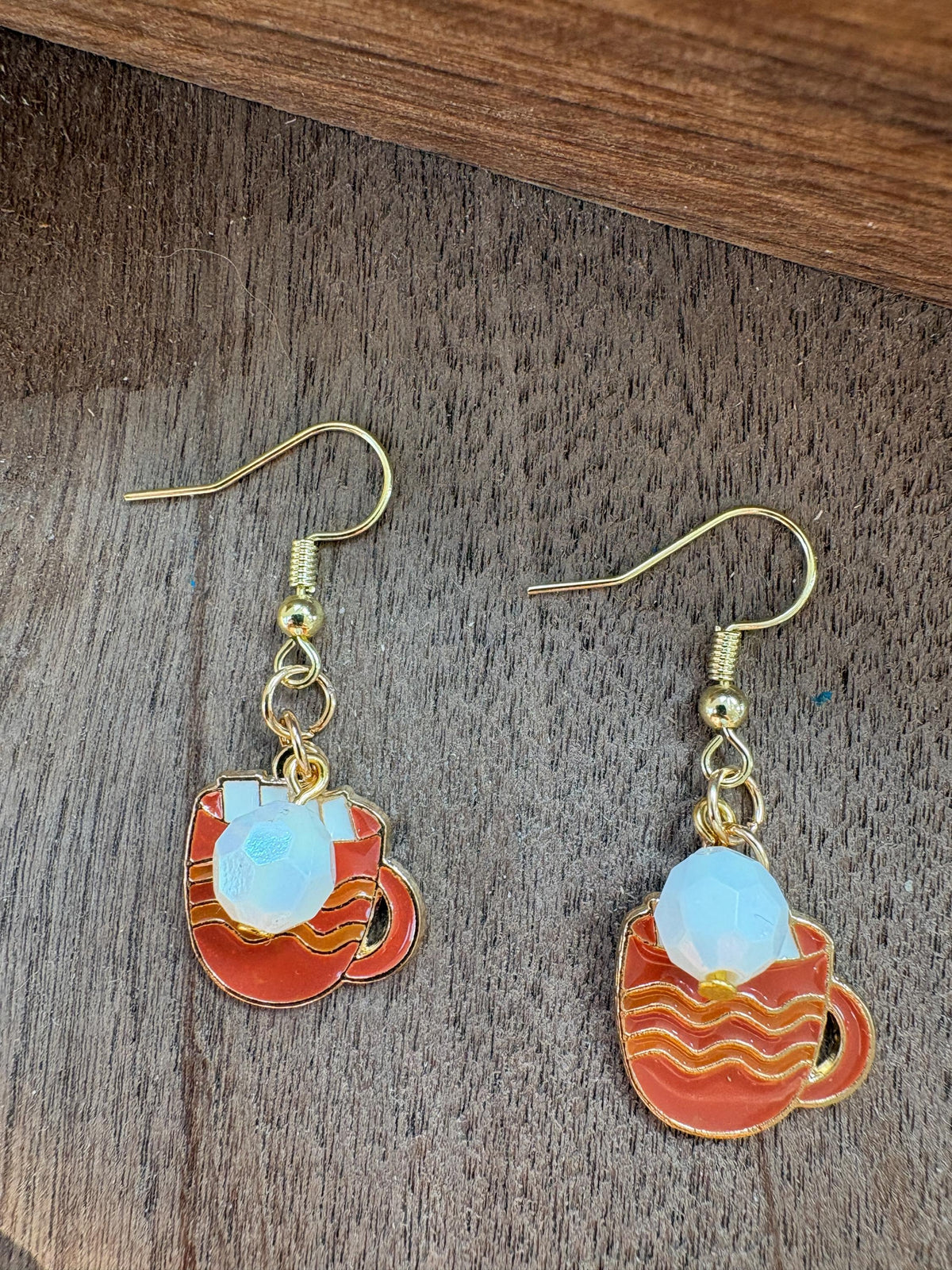 Orange Coffee Mug Earrings, Fall Coffee Dangle Earrings, Latte Cappuccino Jewelry, Cozy Autumn Earrings, Coffee Lover Gift