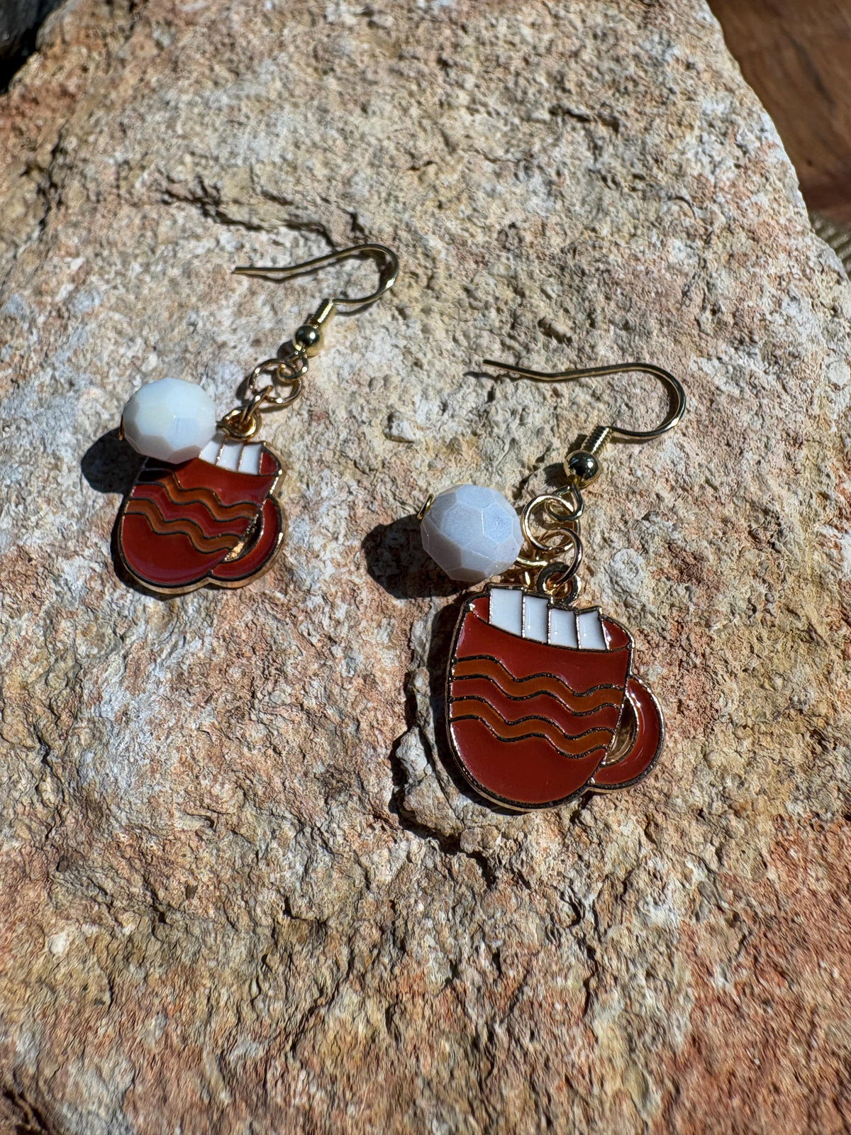 Orange Coffee Mug Earrings, Fall Coffee Dangle Earrings, Latte Cappuccino Jewelry, Cozy Autumn Earrings, Coffee Lover Gift
