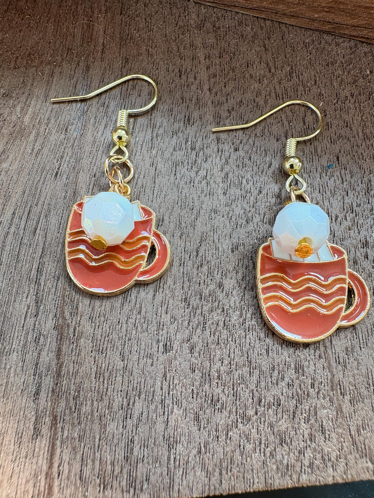 Orange Coffee Mug Earrings, Fall Coffee Dangle Earrings, Latte Cappuccino Jewelry, Cozy Autumn Earrings, Coffee Lover Gift
