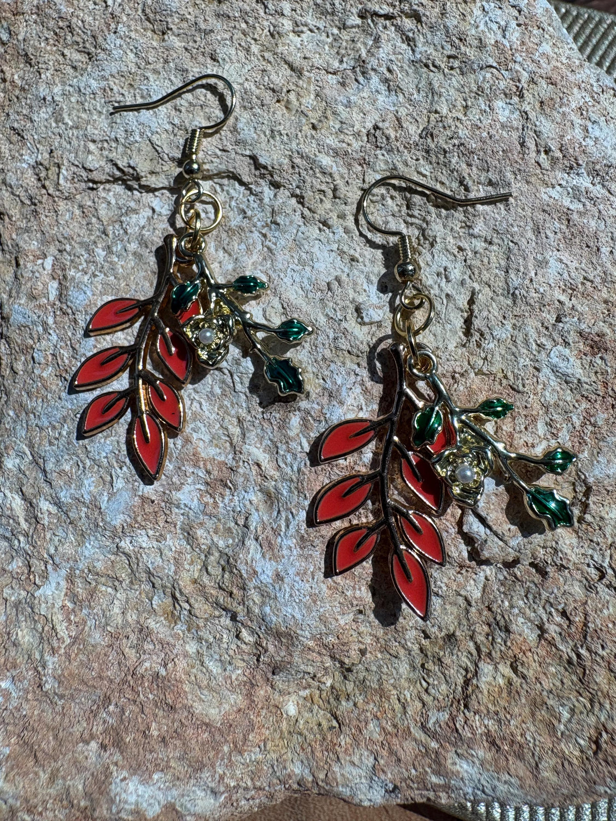 Leaf Earrings, Fall Dangle Earrings, Orange and Green Autumn Jewelry, Thanksgiving Earrings, Fall Gift for Her
