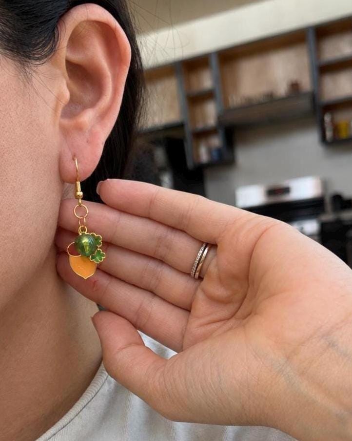 Acorn Earrings, Fall Dangle Earrings, Handmade Wood Autumn Jewelry, Woodland Nature Gift for Her