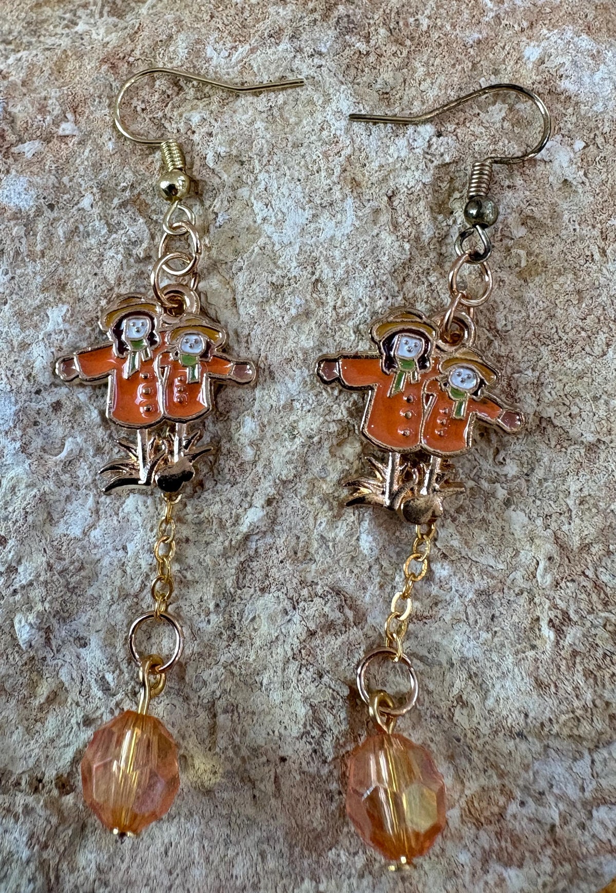 Scarecrow Earrings, Fall Dangle Earrings, Autumn Harvest Jewelry, Cute Thanksgiving Gift
