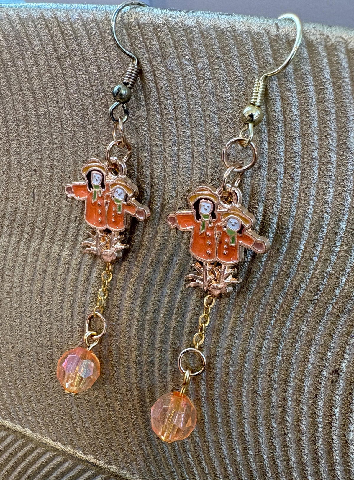 Scarecrow Earrings, Fall Dangle Earrings, Autumn Harvest Jewelry, Cute Thanksgiving Gift