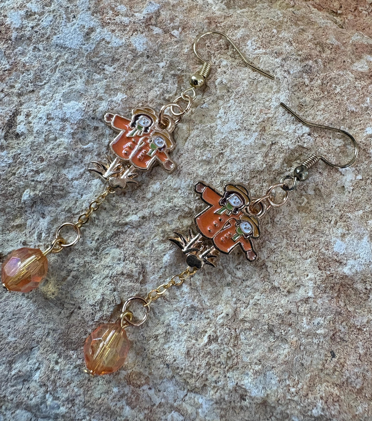 Scarecrow Earrings, Fall Dangle Earrings, Autumn Harvest Jewelry, Cute Thanksgiving Gift