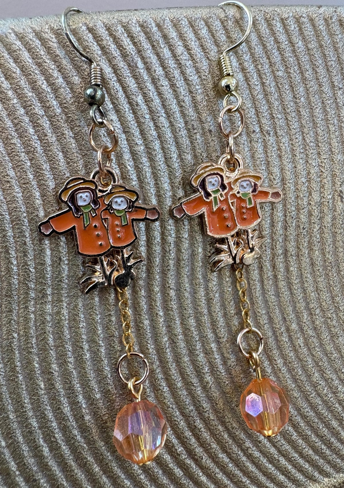Scarecrow Earrings, Fall Dangle Earrings, Autumn Harvest Jewelry, Cute Thanksgiving Gift